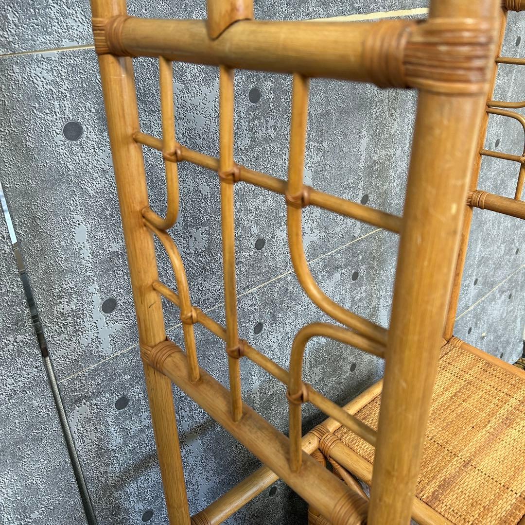 二合꧁籐家具꧂ラタンハンガーラック 衣類 衣服 洋服 収納 昭和レトロ