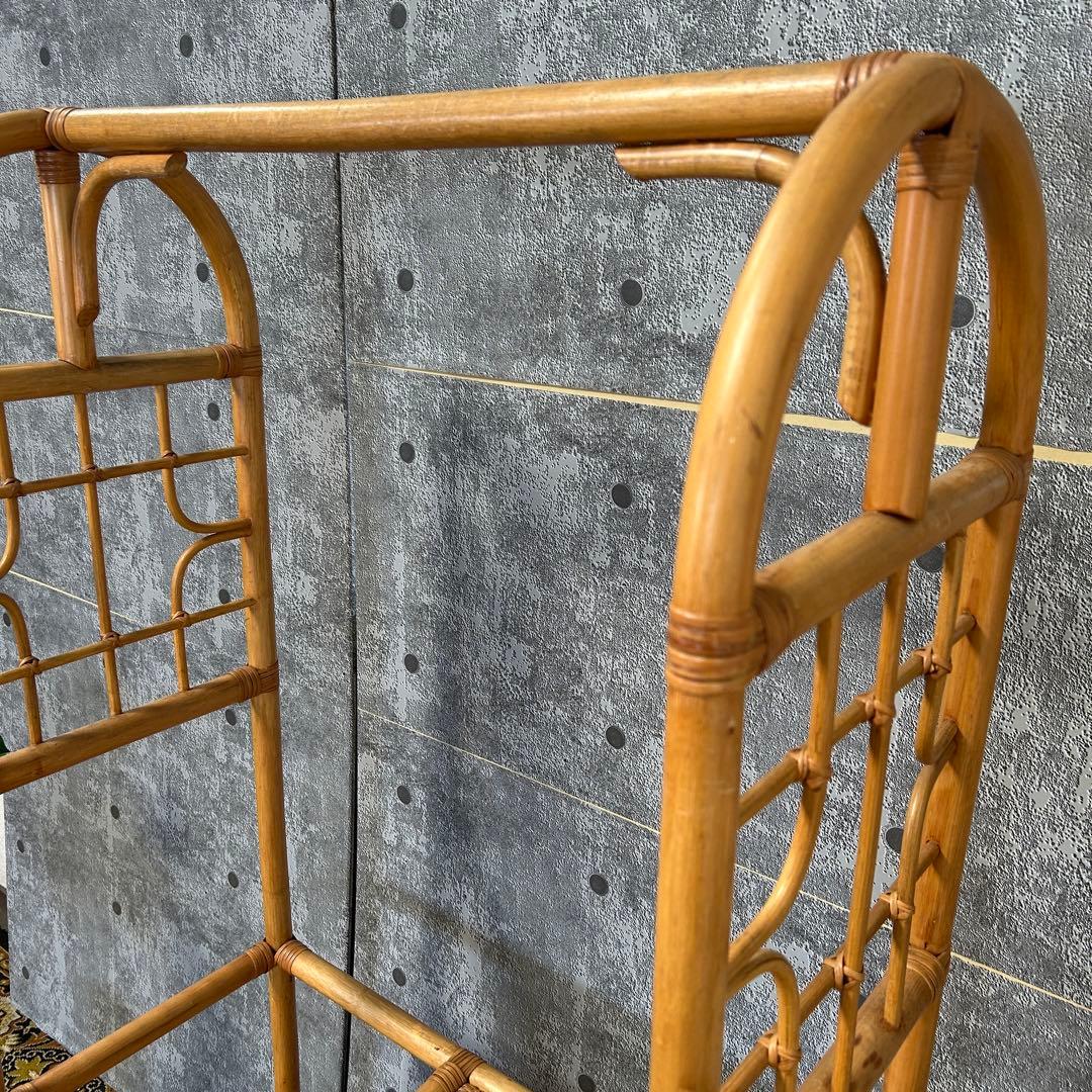 二合꧁籐家具꧂ラタンハンガーラック 衣類 衣服 洋服 収納 昭和レトロ