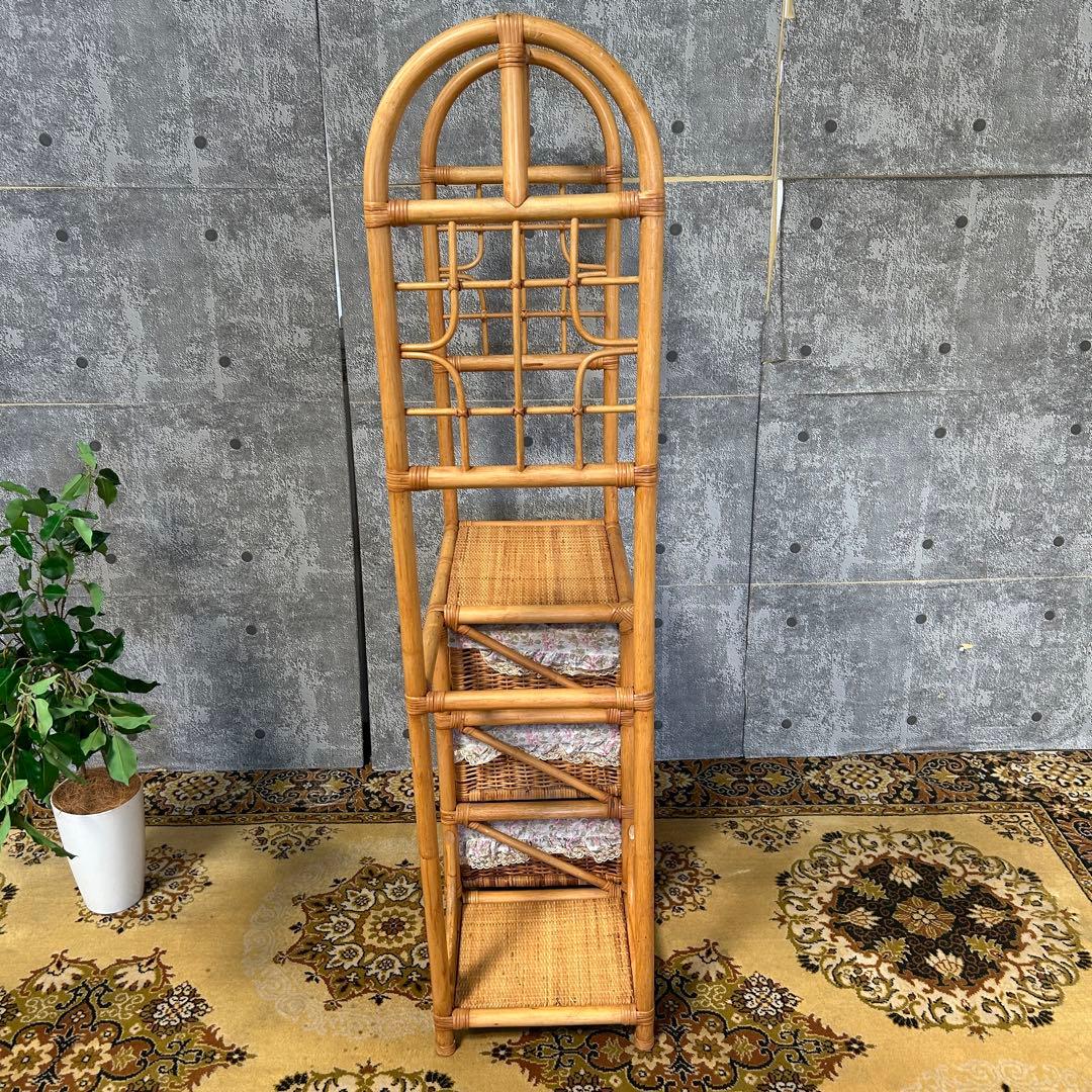 二合꧁籐家具꧂ラタンハンガーラック 衣類 衣服 洋服 収納 昭和レトロ
