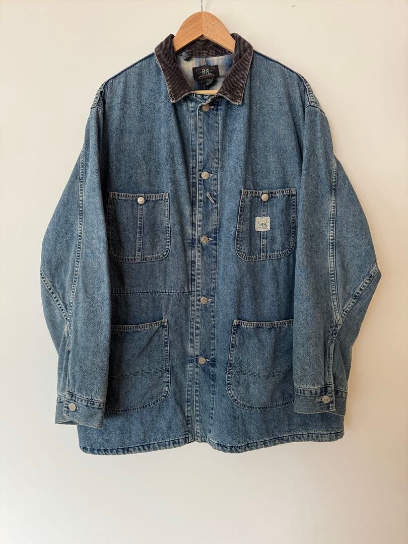 【大人気】RRL ダブルアールエル デニム カバーオール オンブレチェック L