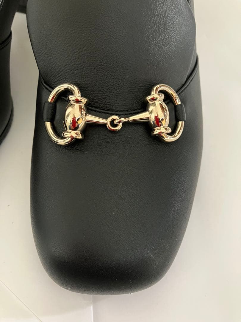 GUCCI ホースビット黒ローファー ヒール☆室内試着のみ裏張り済美品
