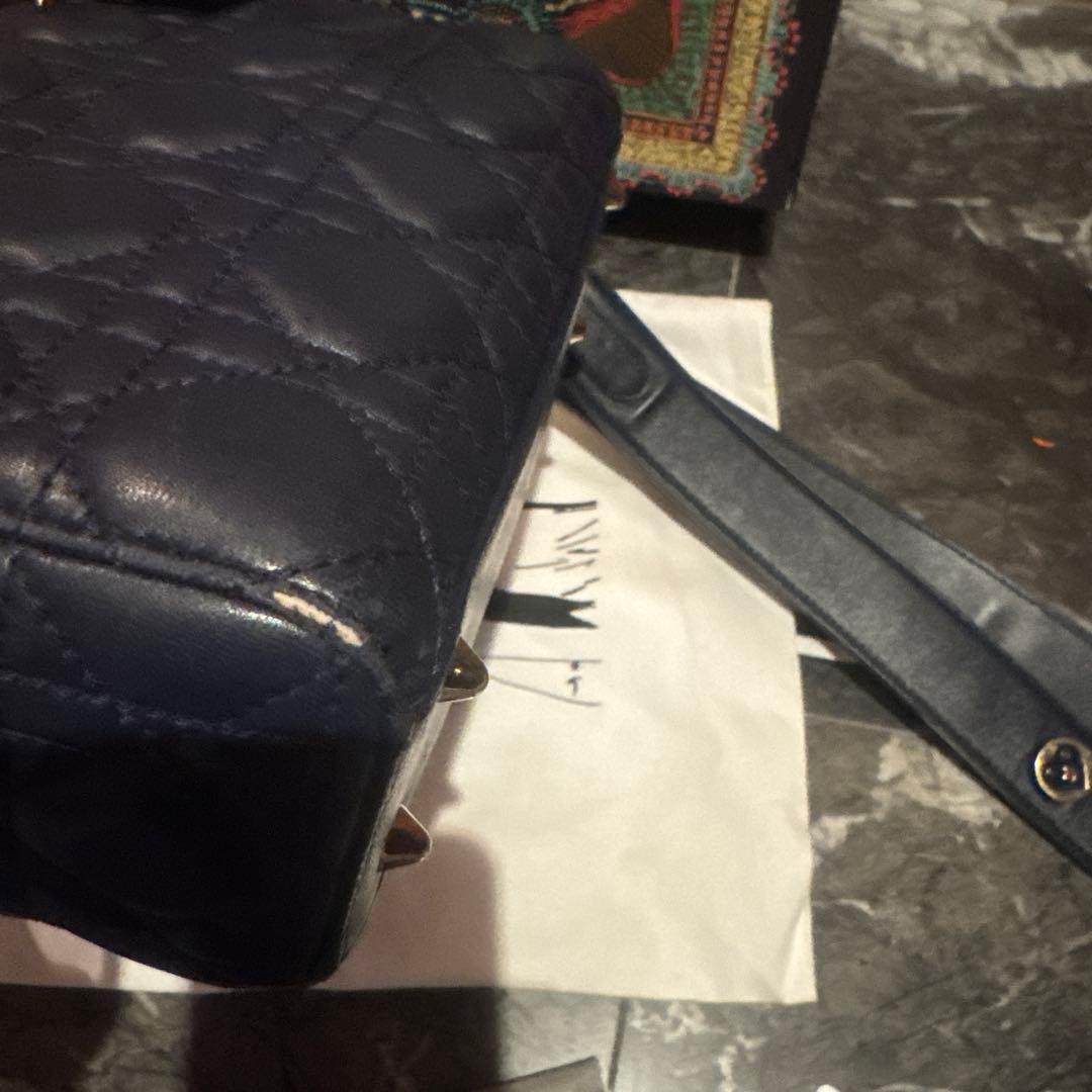 最終価格　Lady Dior スモール　ネイビー カナージュ ラムスキン