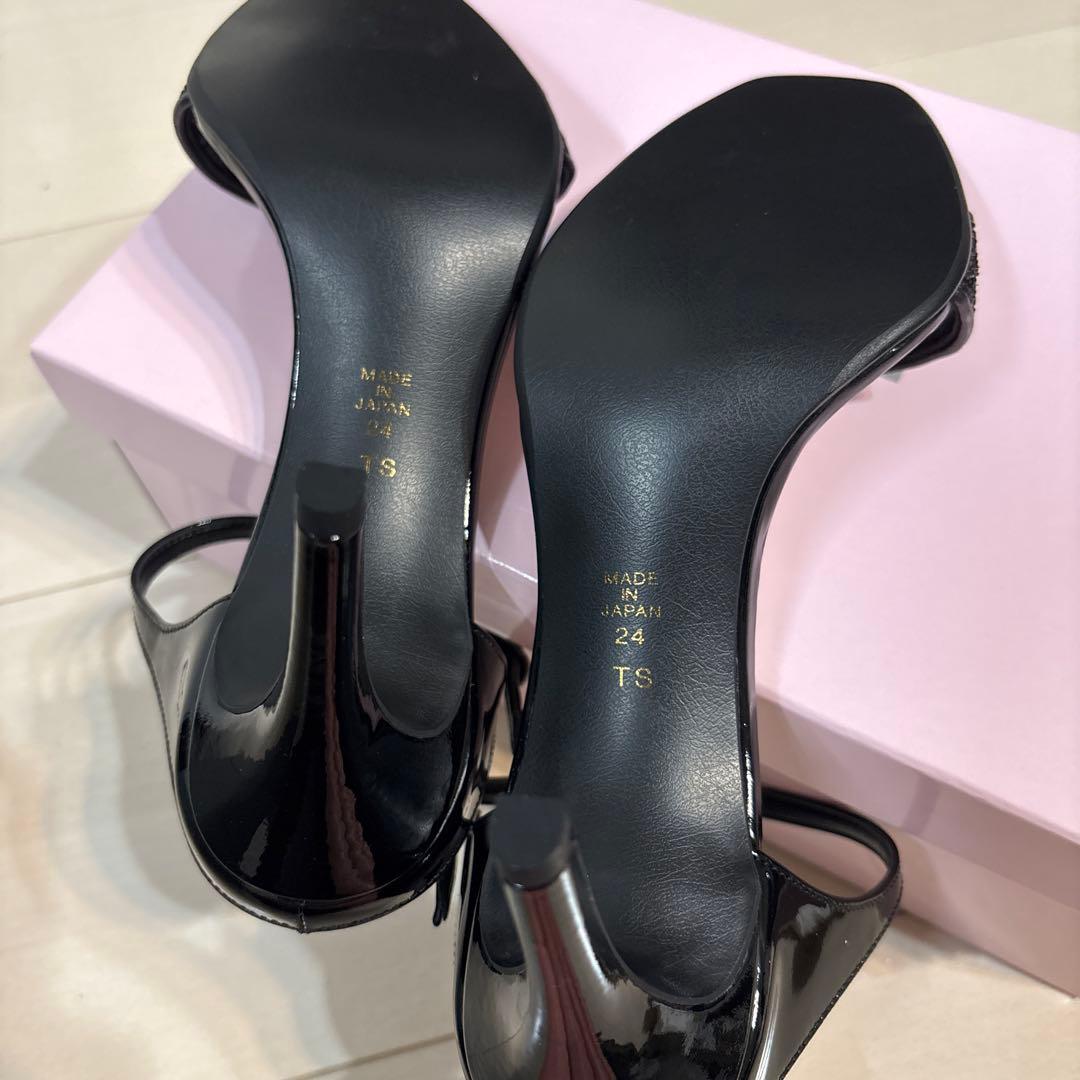 Diana ブラック ヒールサンダル 24.0cm