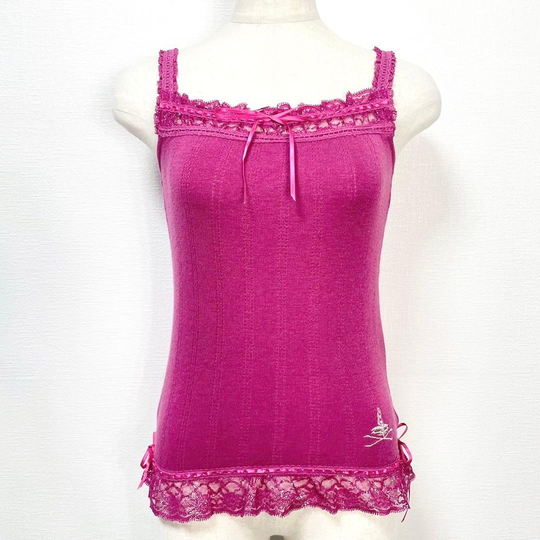 y2k❤️ 00s HYSTERIC GLAMOUR ロゴ刺繍 サテンリボンキャミ