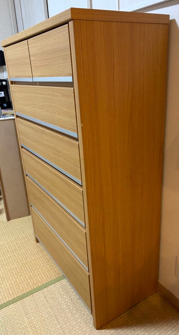 ニトリ　 チェスト　タンス　衣類収納　ナチュラルウッド 6段　レール付