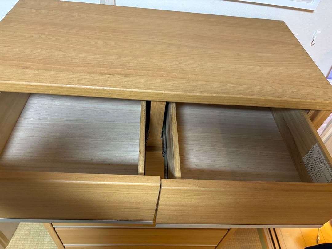 ニトリ　 チェスト　タンス　衣類収納　ナチュラルウッド 6段　レール付