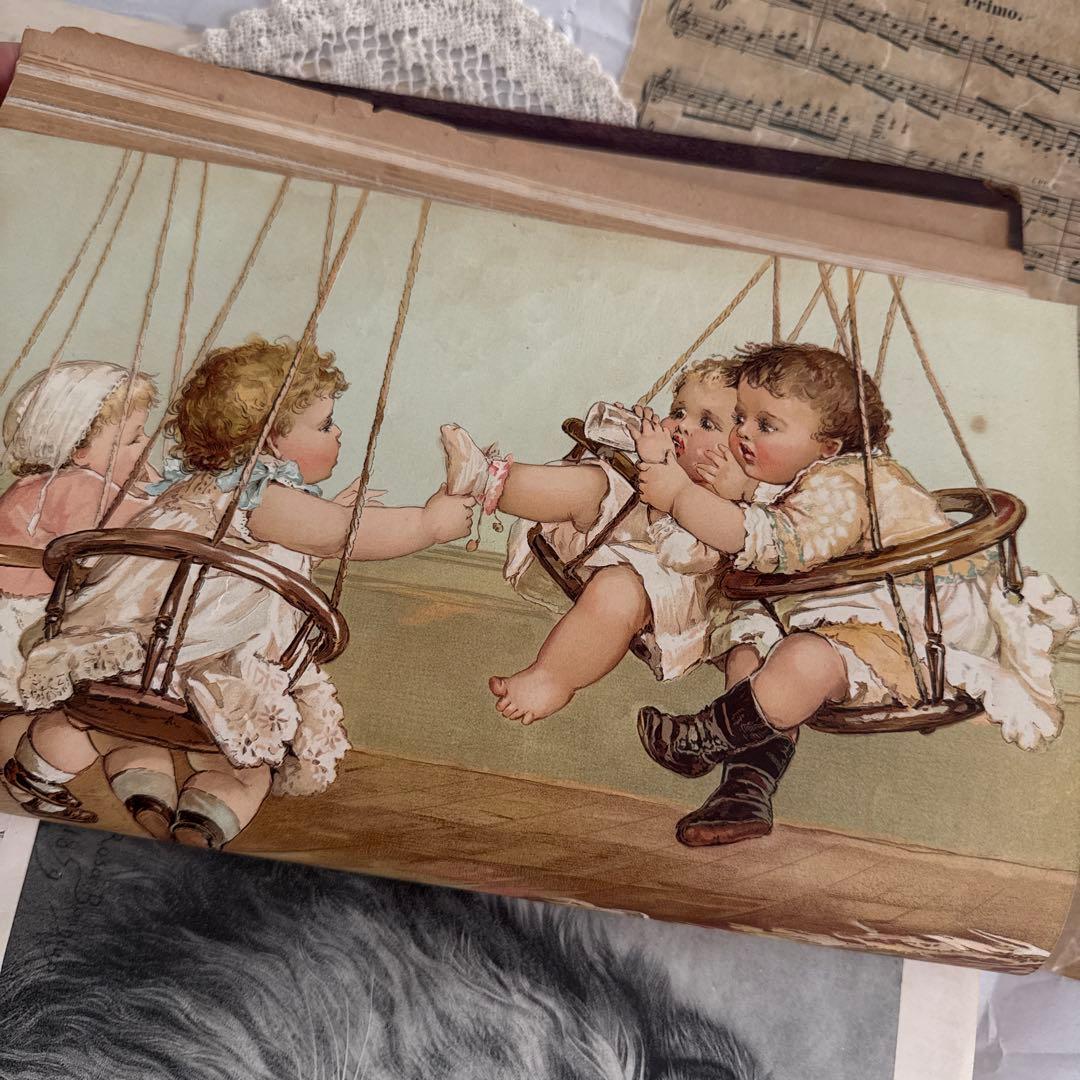 稀少1891年　美しいアンティーク古書ヴィクトリアン洋書　ジャンクジャーナル素材