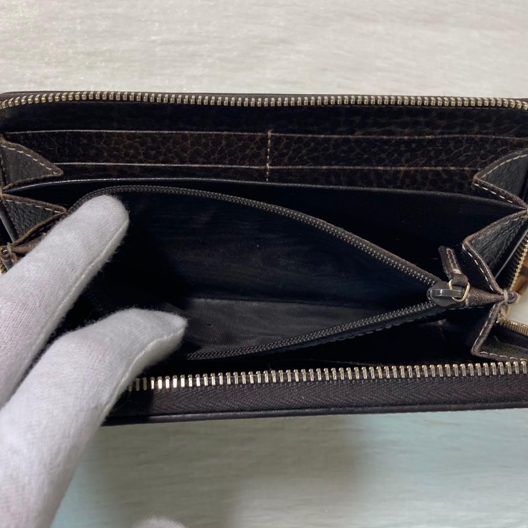 本日限定　GUCCI グッチ　長財布　ラウンドファスナー　バンブー　茶色　箱