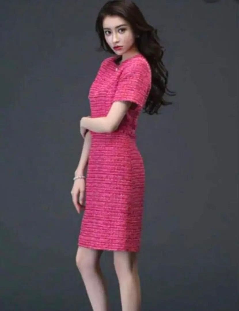 エミリアウィズ♡マリアケントツイードワンピース　ピンク