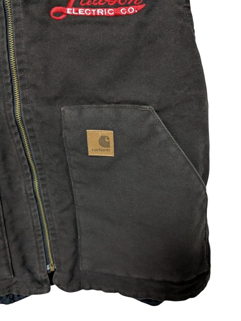 Carhartt カーハート ダックベスト 企業刺繍 ダークブラウン L 茶