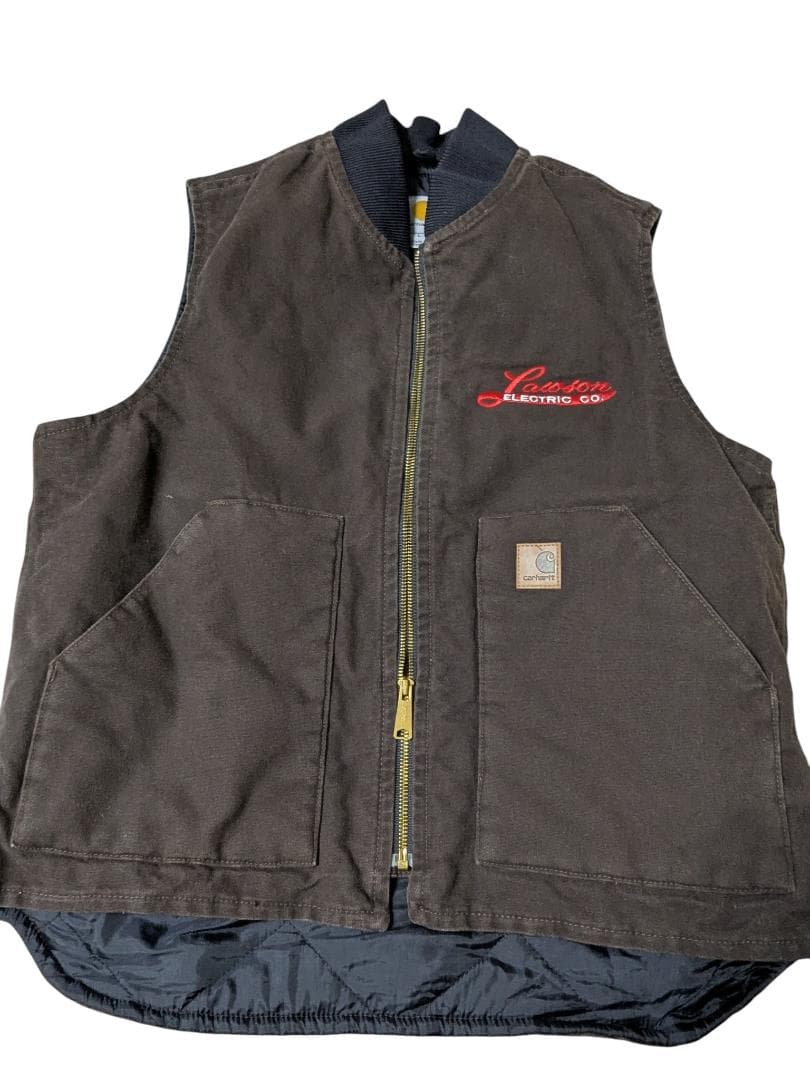 Carhartt カーハート ダックベスト 企業刺繍 ダークブラウン L 茶