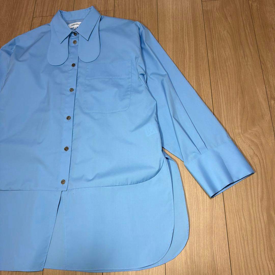 ENFOLD エンフォルド TWIN SHIRT 水色 サイズ38