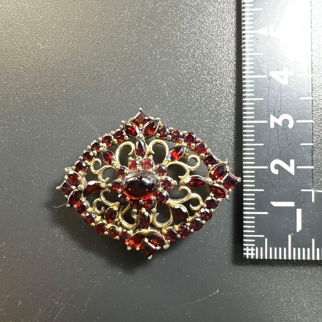 【vintage】ガーネット　シルバー925刻印　ブローチ