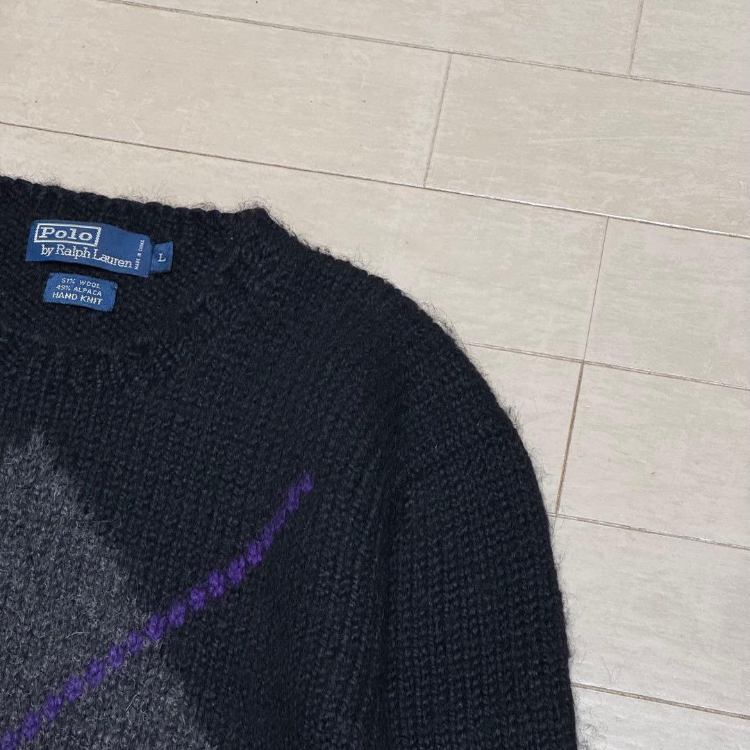 常*室様 希少✨　ポロバイラルフローレン　ハンドニット　アーガイル　長袖ニット