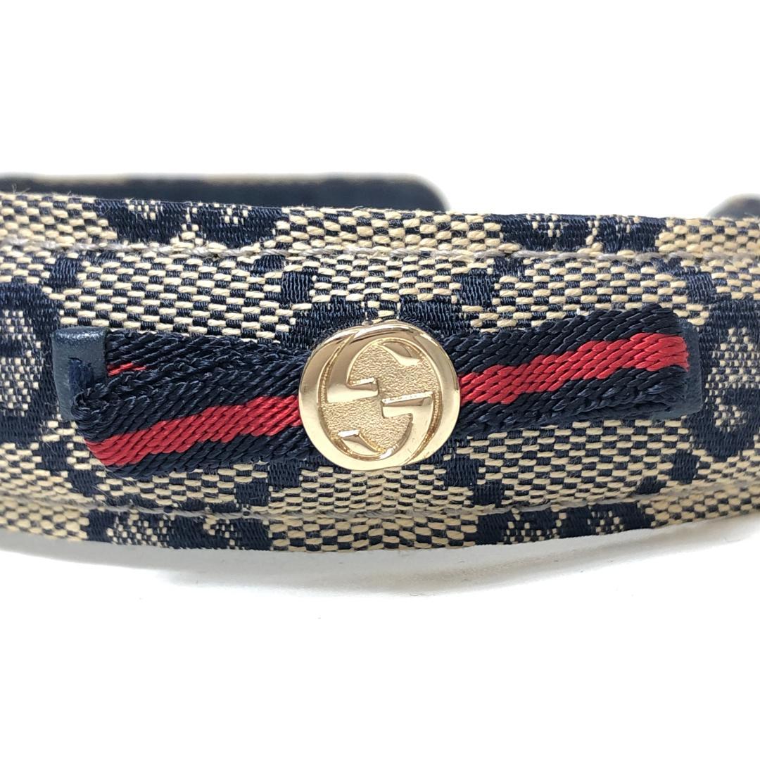 【美品】9F168/グッチ/カチューシャ/インターロッキング/GG/総柄/グレー