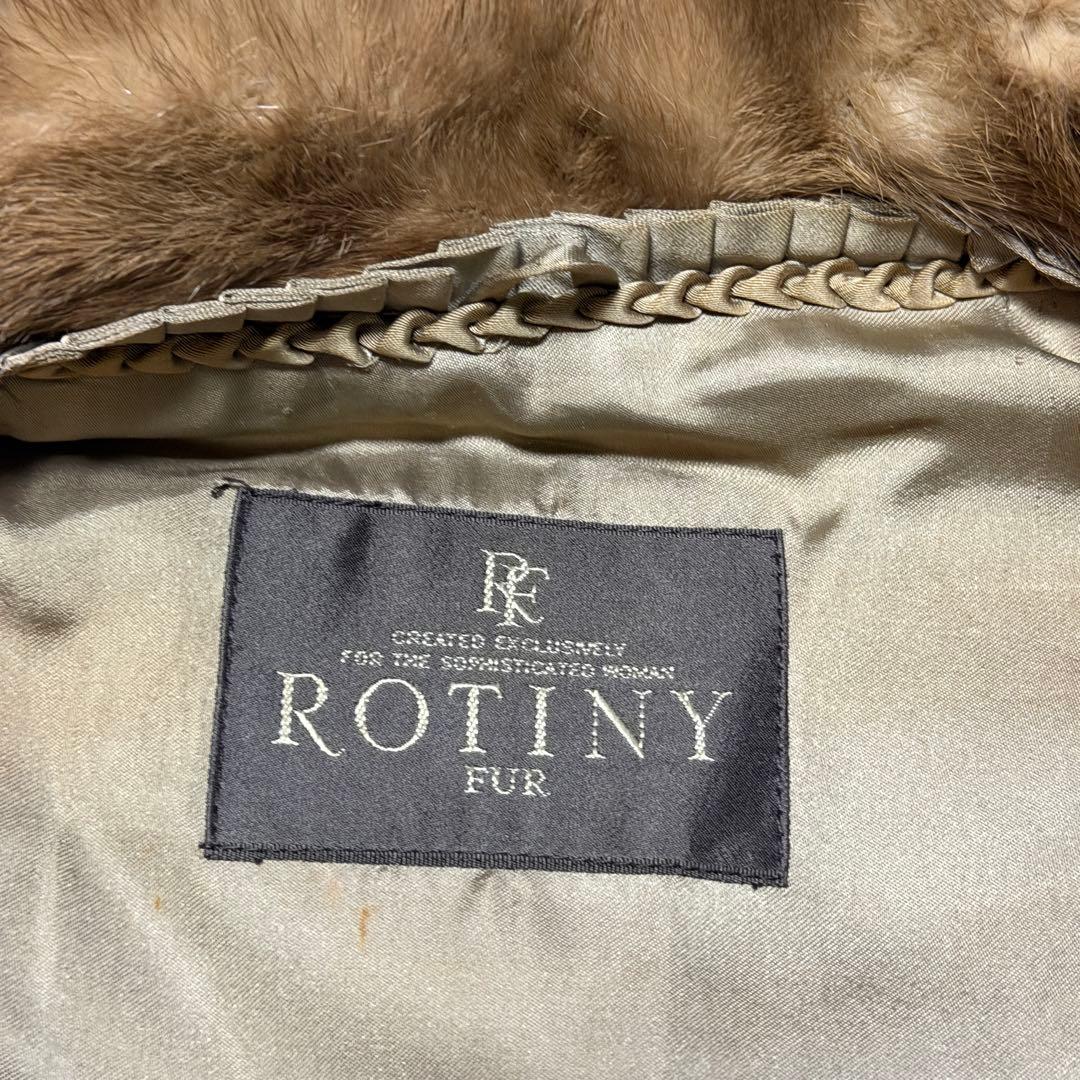 高級　13号　ROTINY 毛皮　コート　シェアード　ミンク　ブラウン