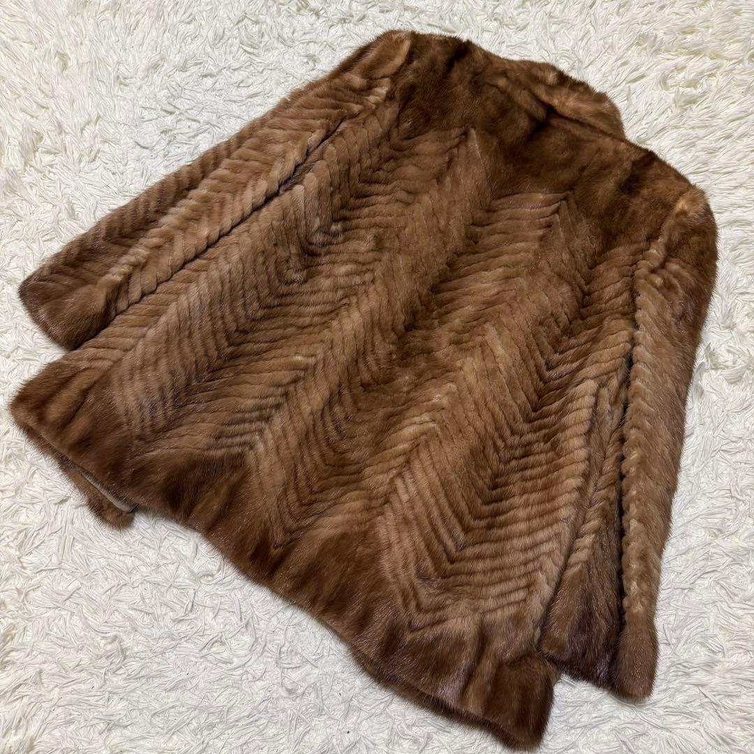 高級　13号　ROTINY 毛皮　コート　シェアード　ミンク　ブラウン