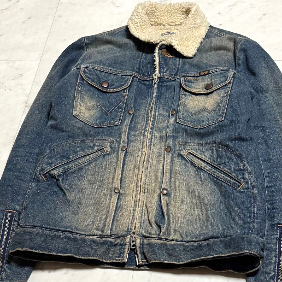 AKM × Wrangler デニムボアジャケット ダブルジップ コットン L