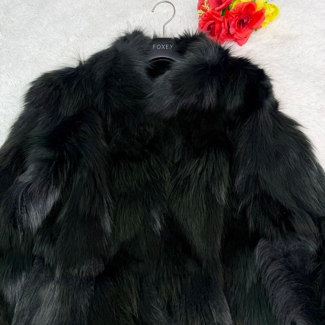 ブルーフォックス クロップド 裏地総柄 軽量 リアルファー 本毛皮