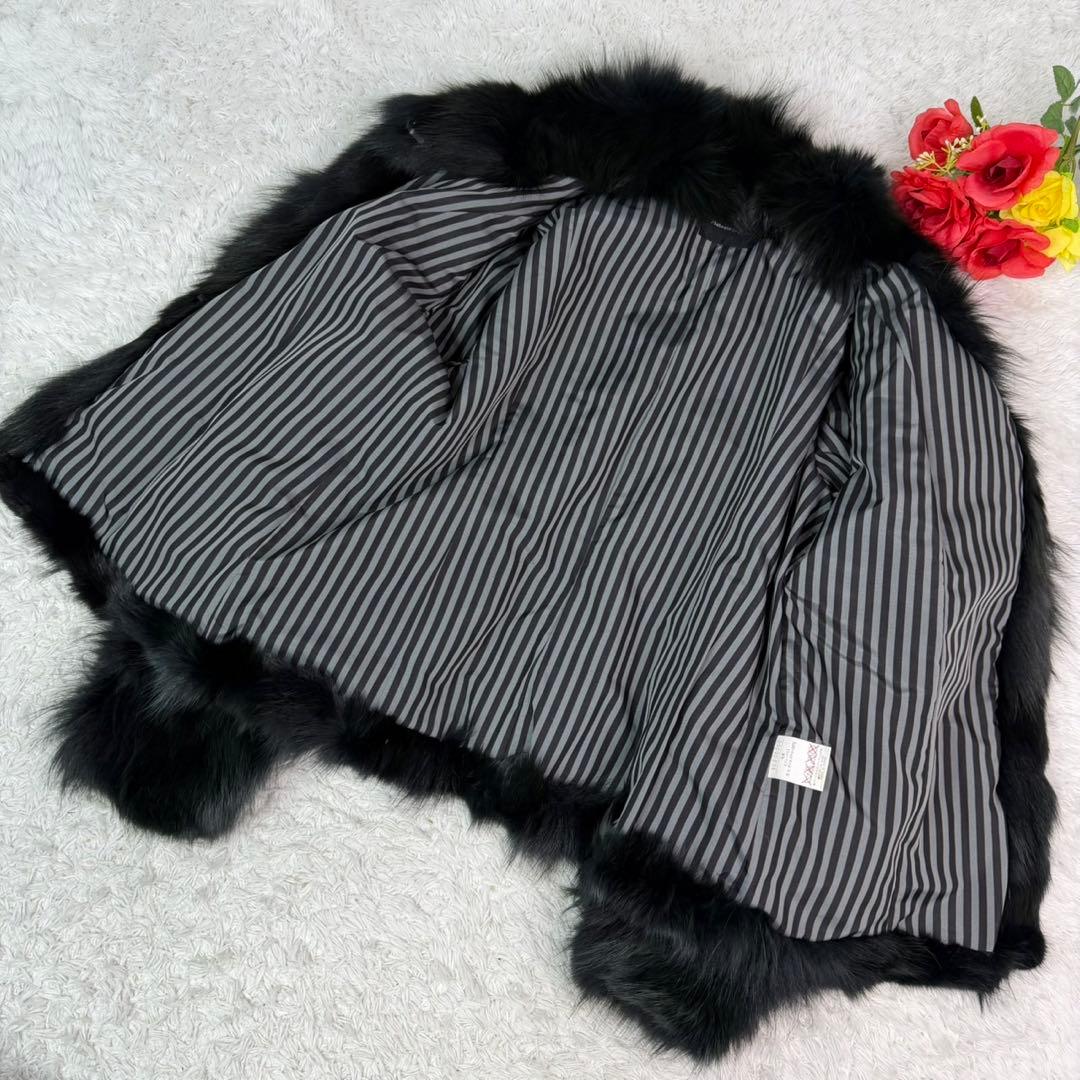 ブルーフォックス クロップド 裏地総柄 軽量 リアルファー 本毛皮