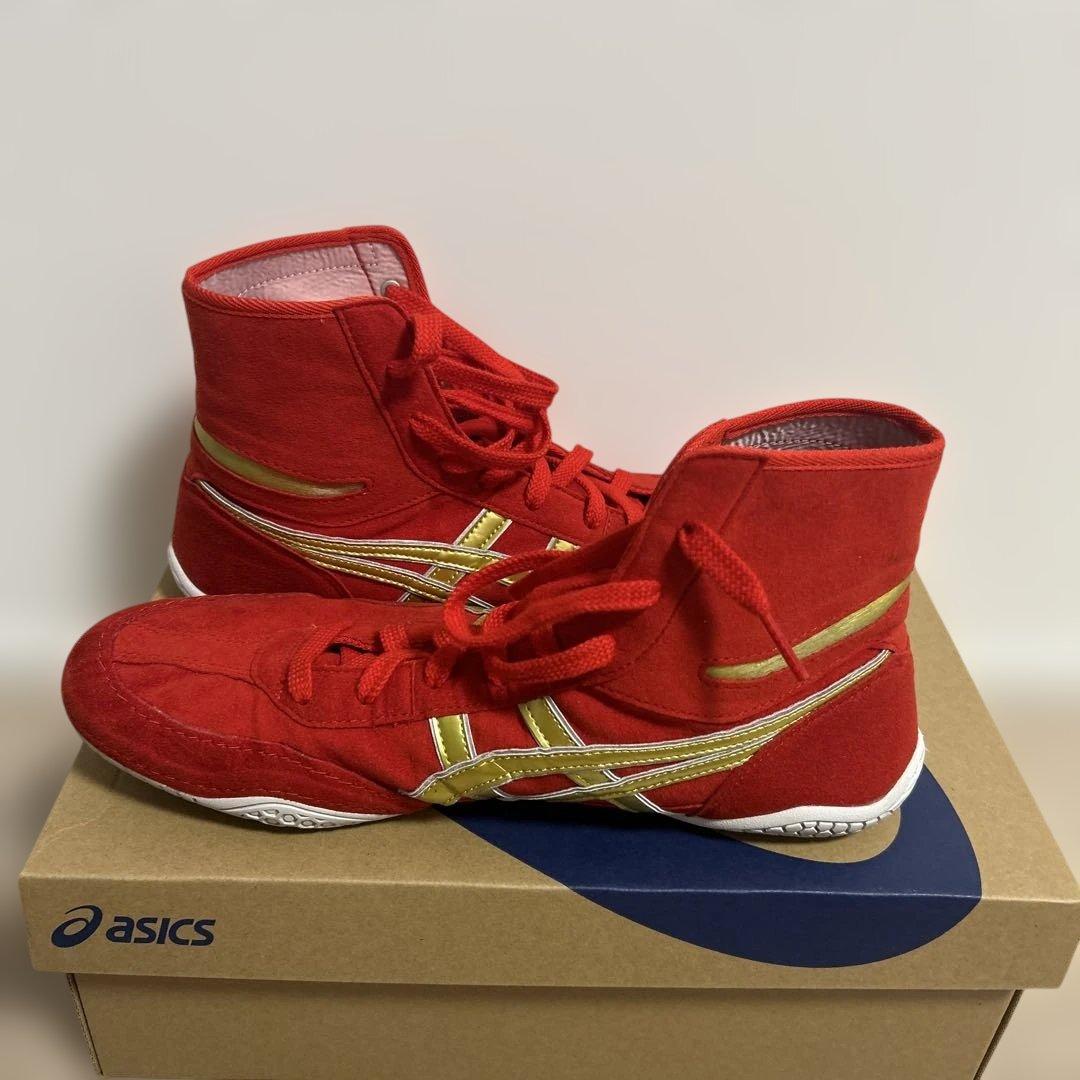 asics ボクシングシューズ レッド/ゴールド