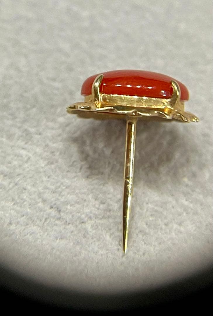 K14 ゴールド 地中海珊瑚 コーラル 14金 ピンブローチ CORAL