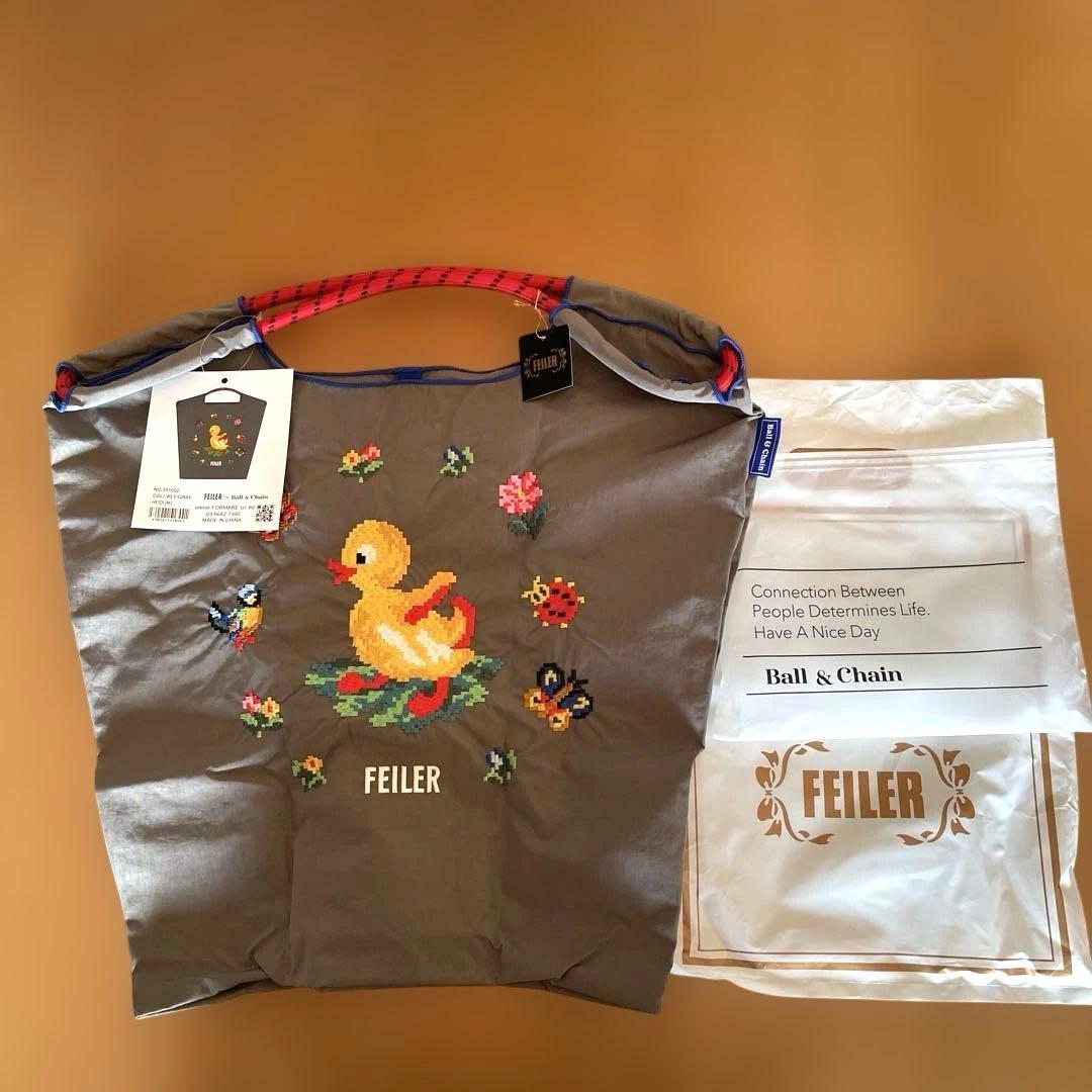 FEILER アヒル刺繍 エコバッグ グレーM