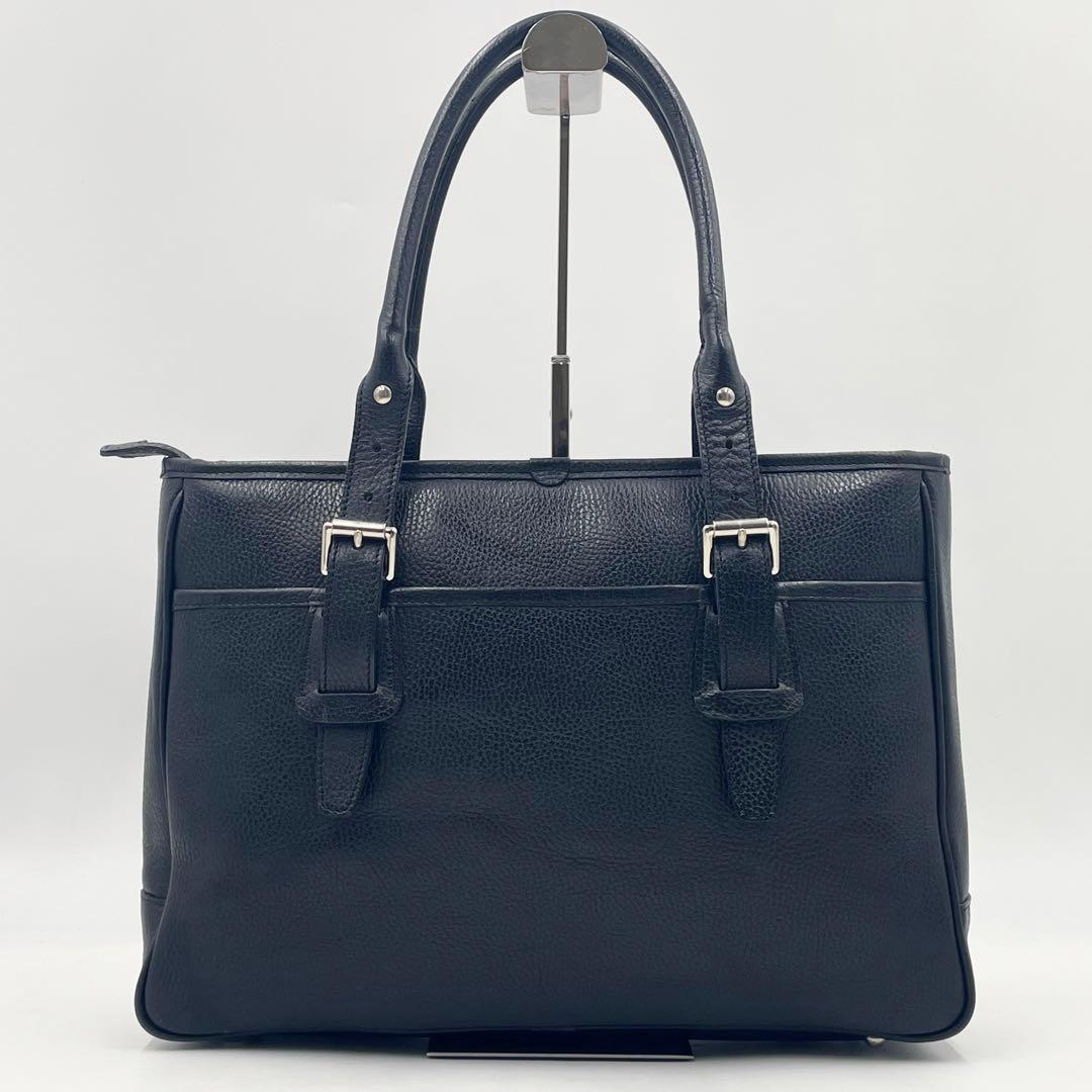 【美品】バーバリー ビジネストートバッグ 最高級シボ革 肩掛けA4 ノバチェック