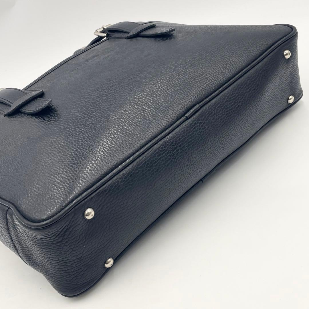 【美品】バーバリー ビジネストートバッグ 最高級シボ革 肩掛けA4 ノバチェック