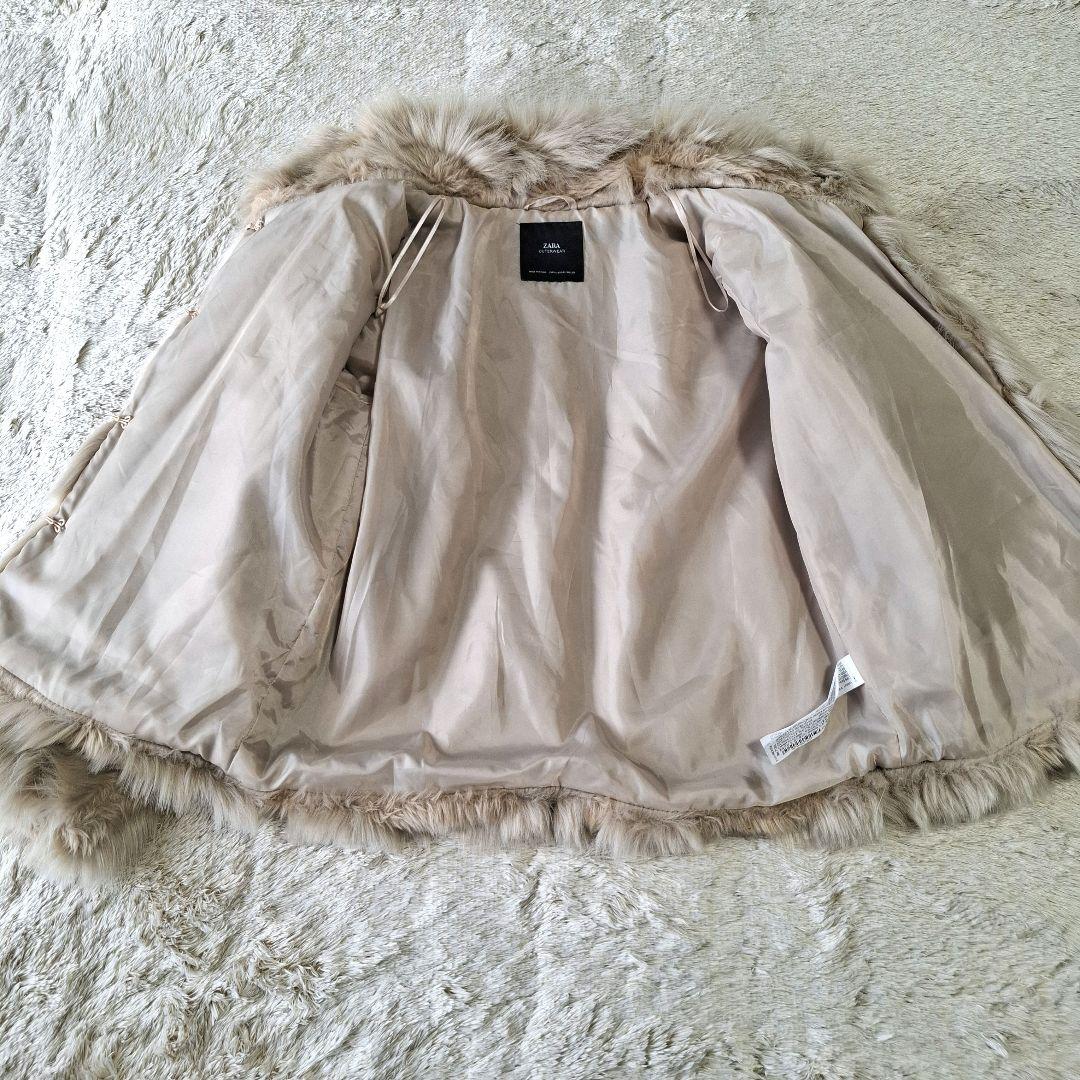 ZARA ザラ フェイクファーコート エコファー ナチュラルベージュ系 М