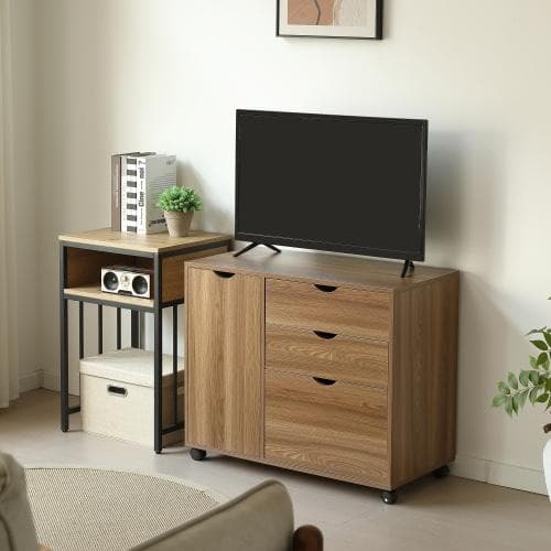 キャビネット幅80 北欧 サイドボード チェスト キャスター付き 引き出し 3段