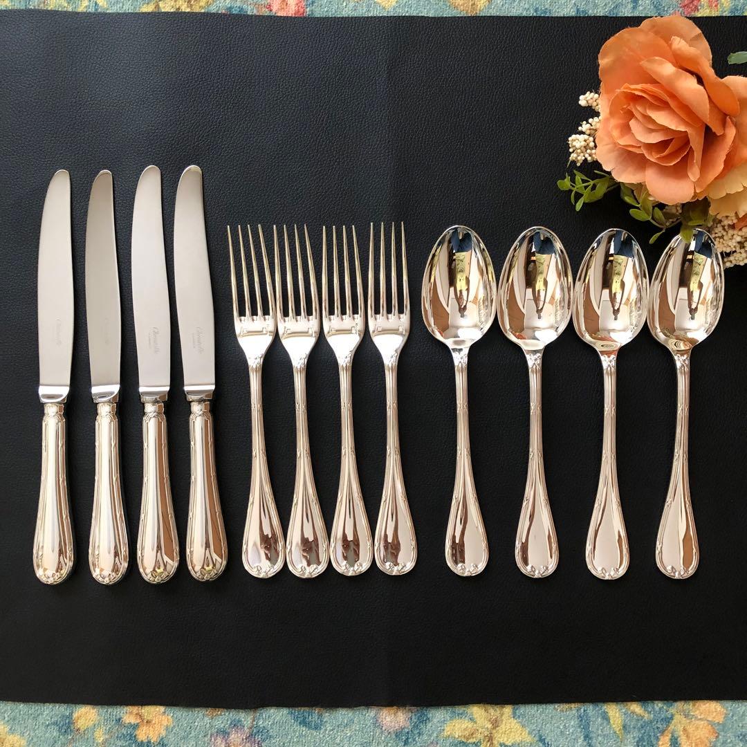 美品クリストフル　リュバン　テーブルナイフ、フォーク、スプーン計12点