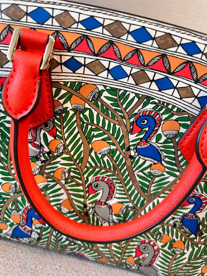 tory burch 鳥柄　ボタニカル柄　ハンドバッグ