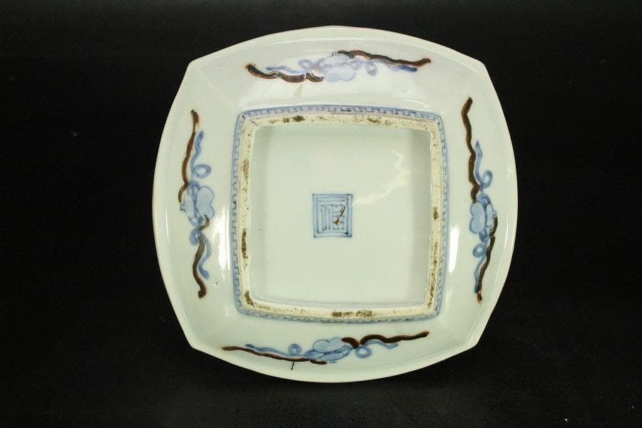 古九谷 四方 皿 うぶ出し 小皿 参考品(ZE576)