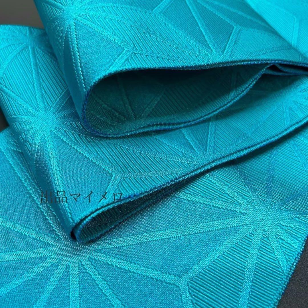 古典しじら織　浴衣　綿 粋な夏着物 縞柄　半幅帯　麻の葉　2点 0722⑤