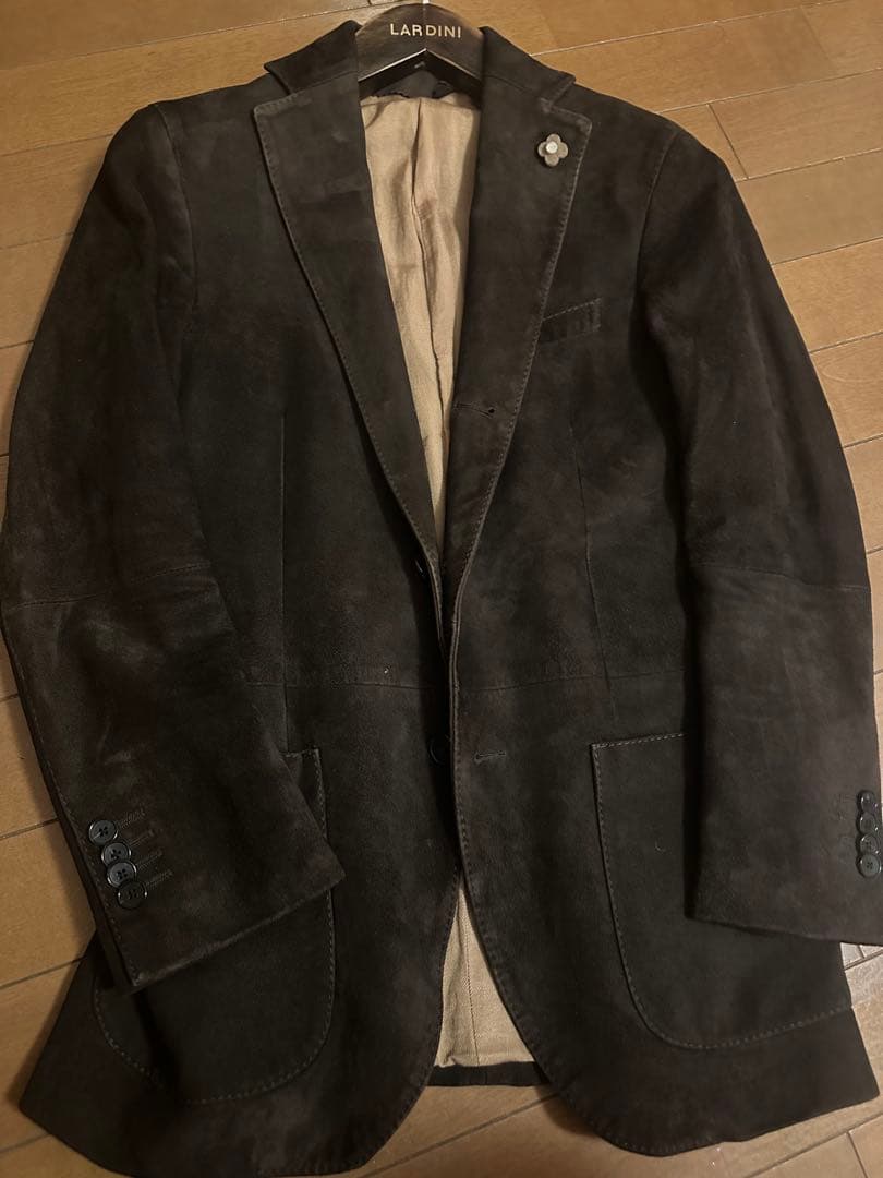 サービス品⭐️LARDINI ダークブラウン レザー テーラードジャケット