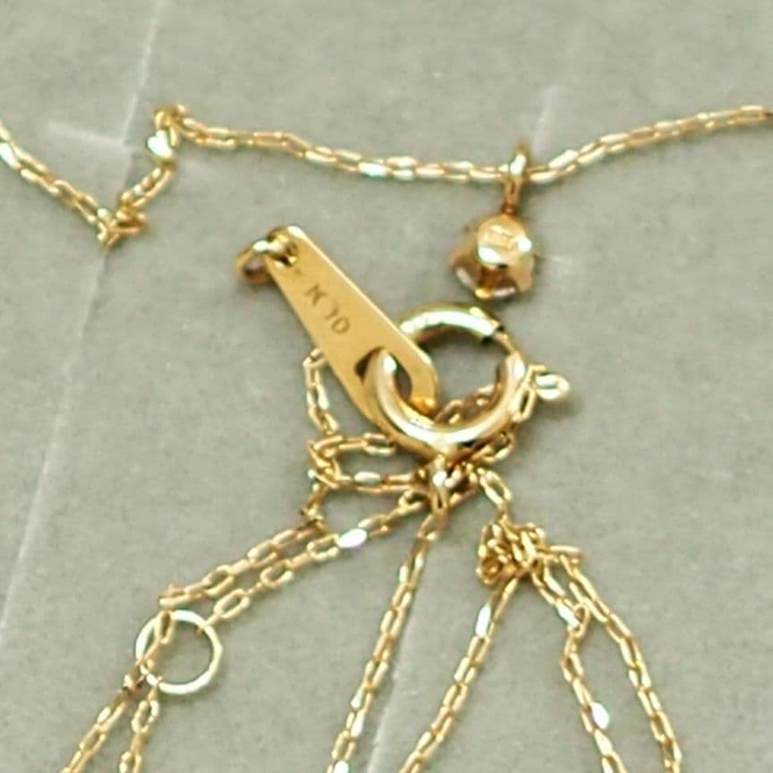 k10 YG ダイヤモンドネックレス0.07 刻印あり