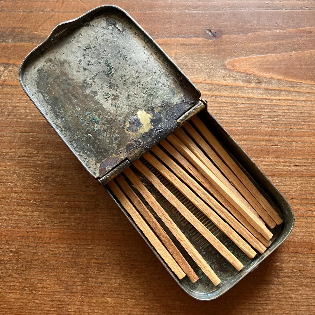 US広告入マッチケース／1800年代／真鍮製／ノベルティ／Match Safe