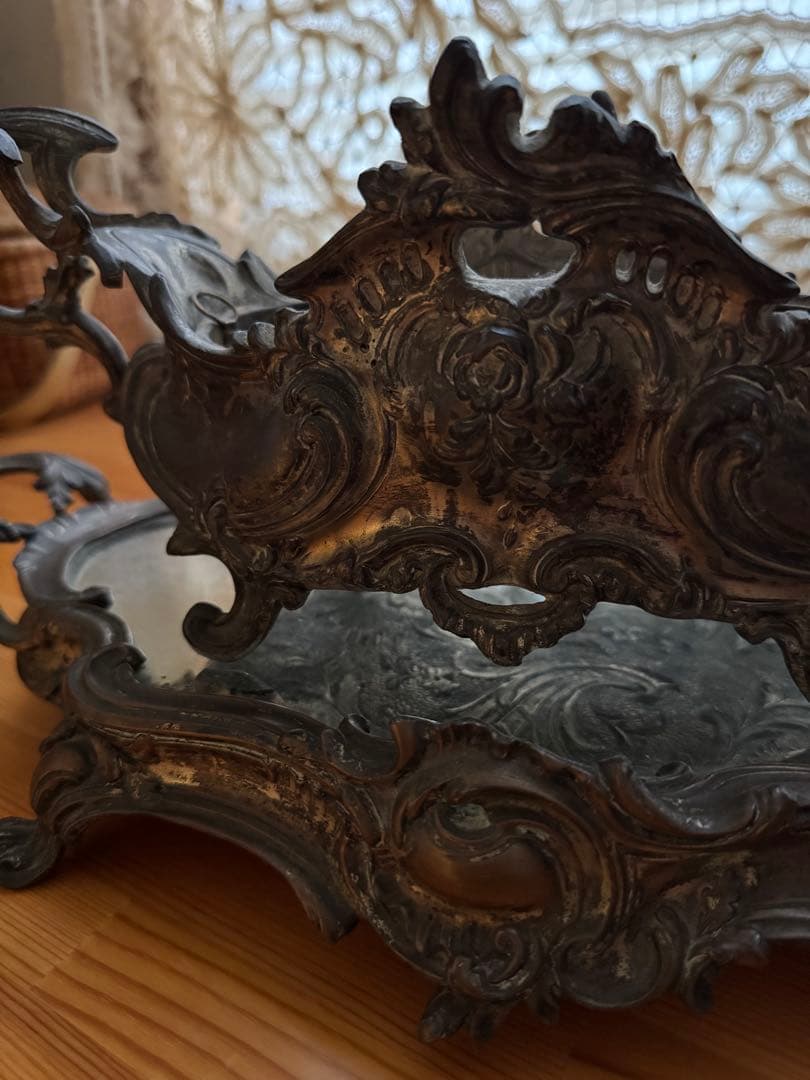 アンティーク ジャルディニエールとミラートレイのセット