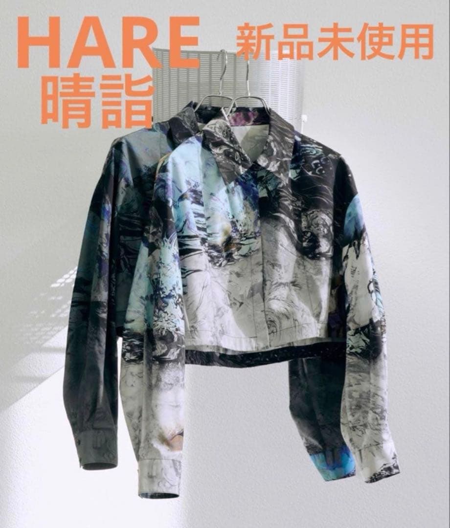 【HARE】新品未使用☆アートプリント クロップドシャツ 長袖