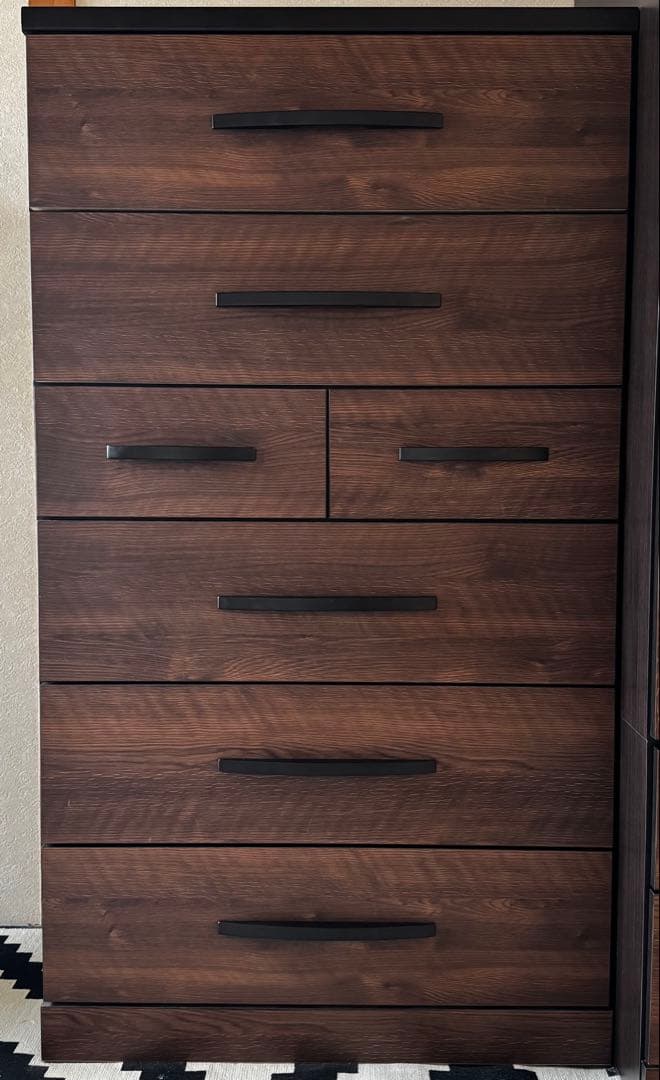 幅80cm 送料込 ウォルナット調 ハイチェスト たんす