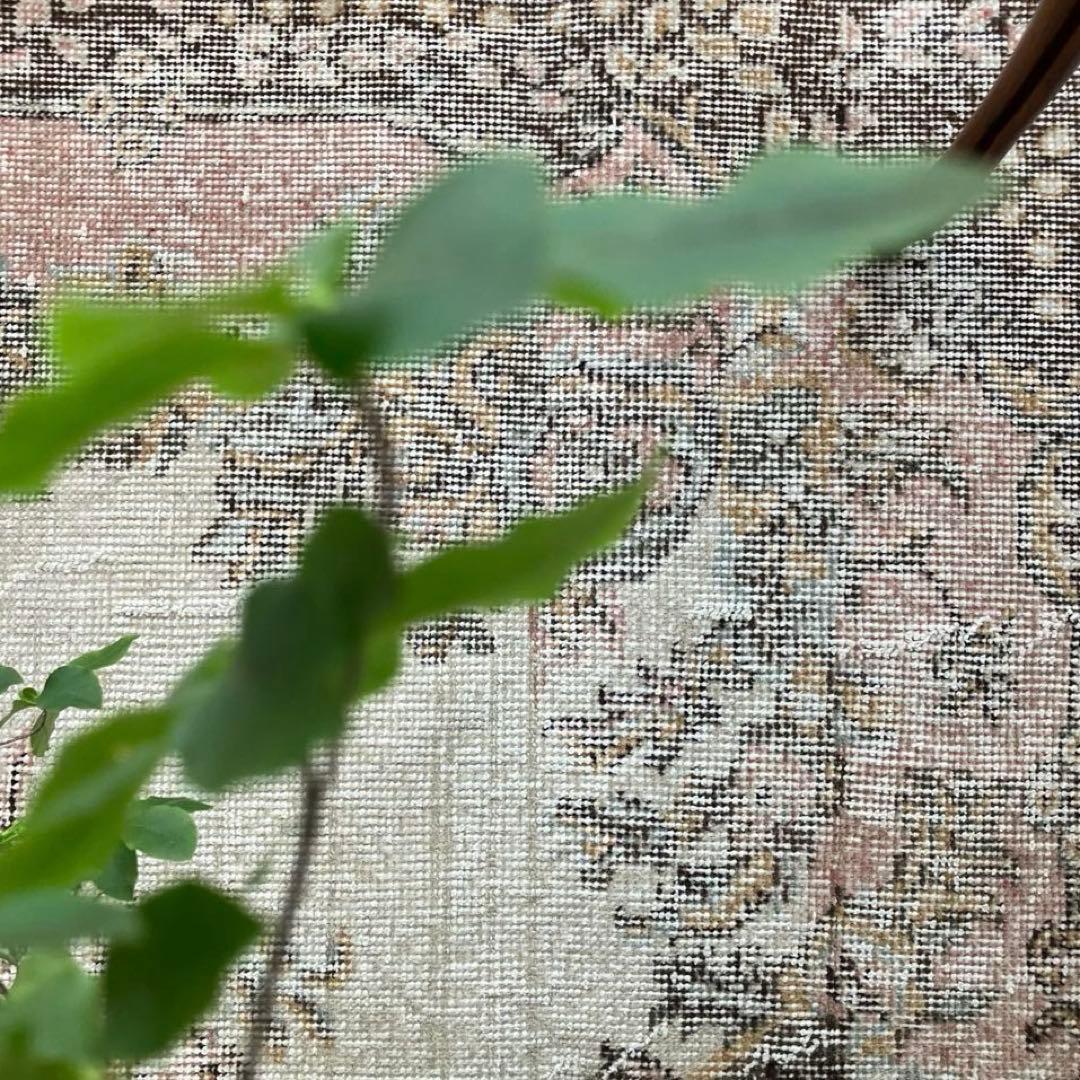 カフェオレ59×216ピンク　ブラウン　超ロングランナー　トルコヴィンテージラグ