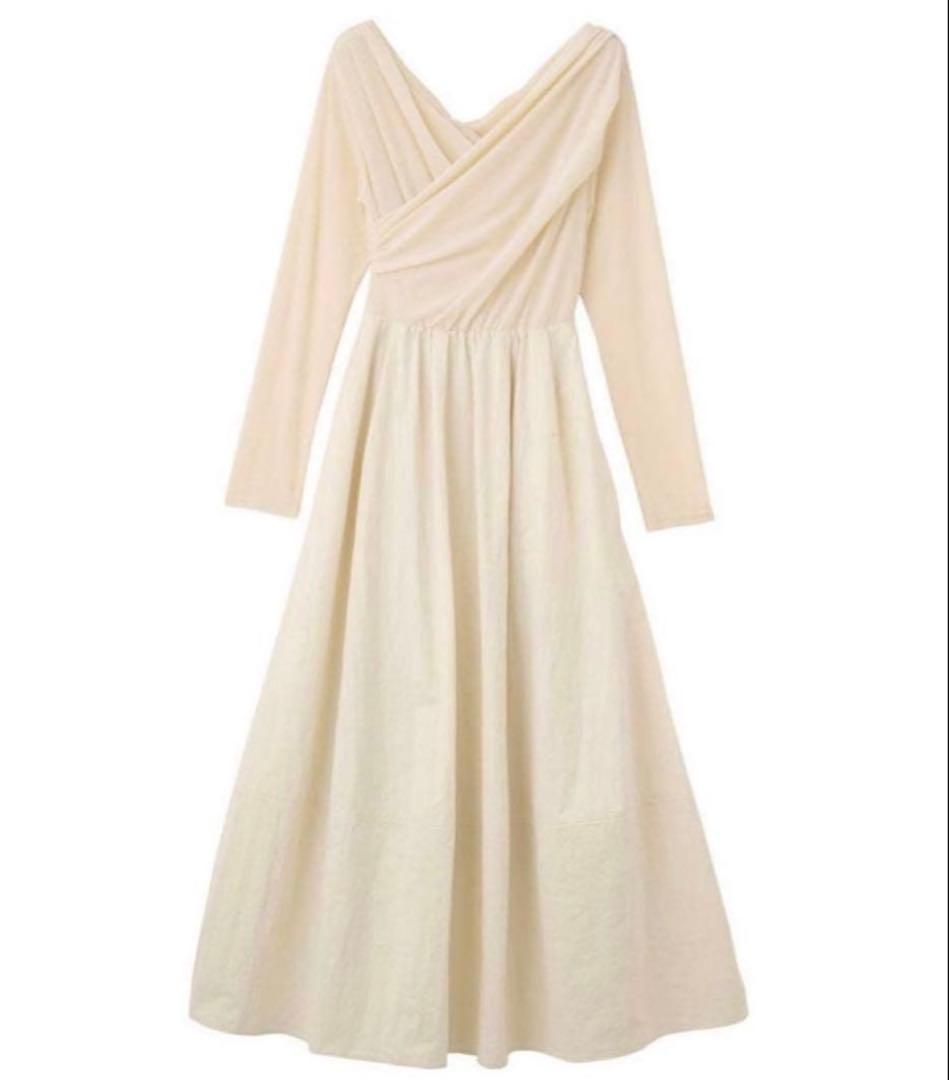 cocodeal ベロアドッキングワンピース　アイボリー　ココディール