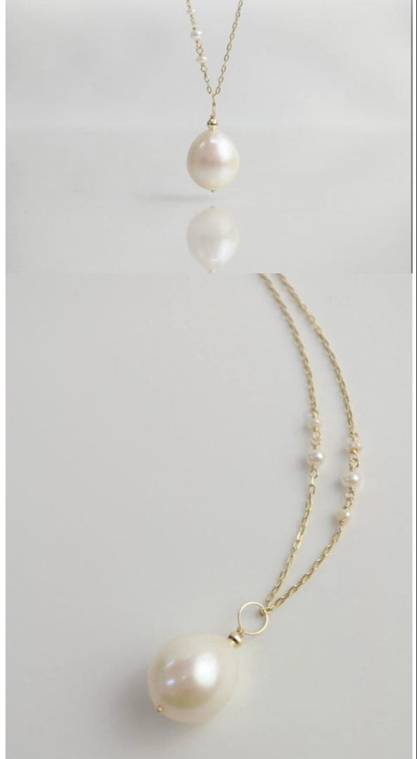 「anq.」K10・バロックパール　ロングネックレス