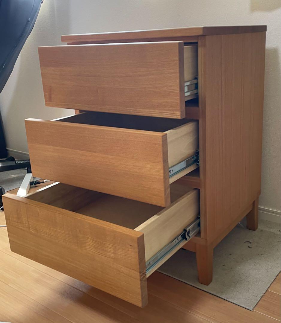 チェスト木製3段引き出し