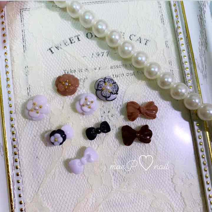 3dネイルパーツ オーダー くま うさぎ ねこ いちご ハート リボン ゆめかわ