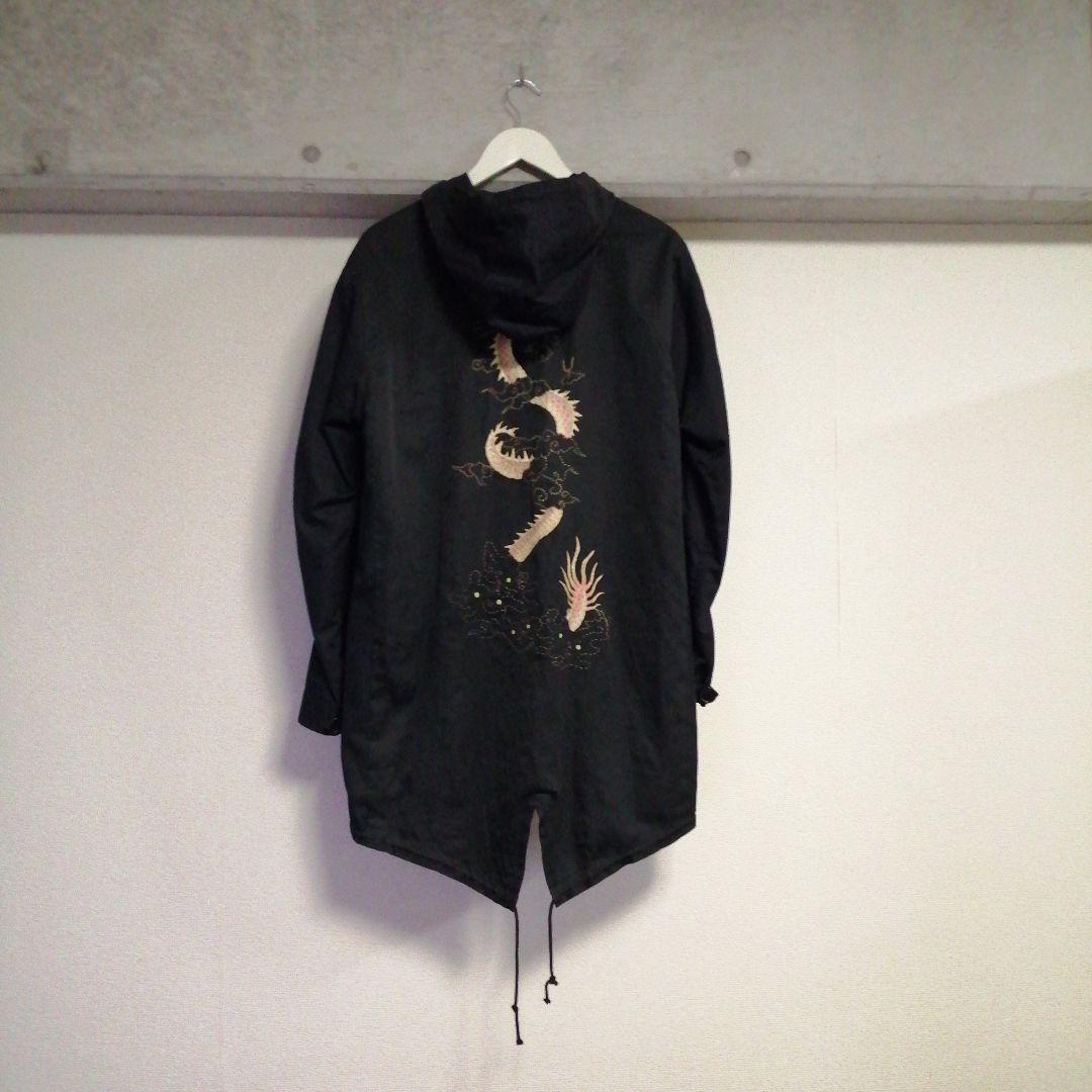 INK　インク　再構築　リメイク　チャイナドラゴン　モッズコート　刺繍　Lサイズ