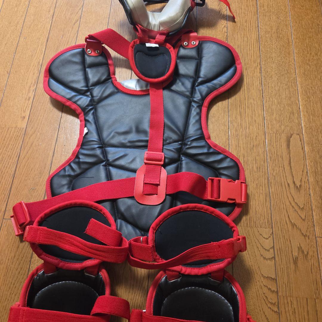 久保田スラッガー 軟式 少年用 キャッチャー防具 ブラックシルバーレッド