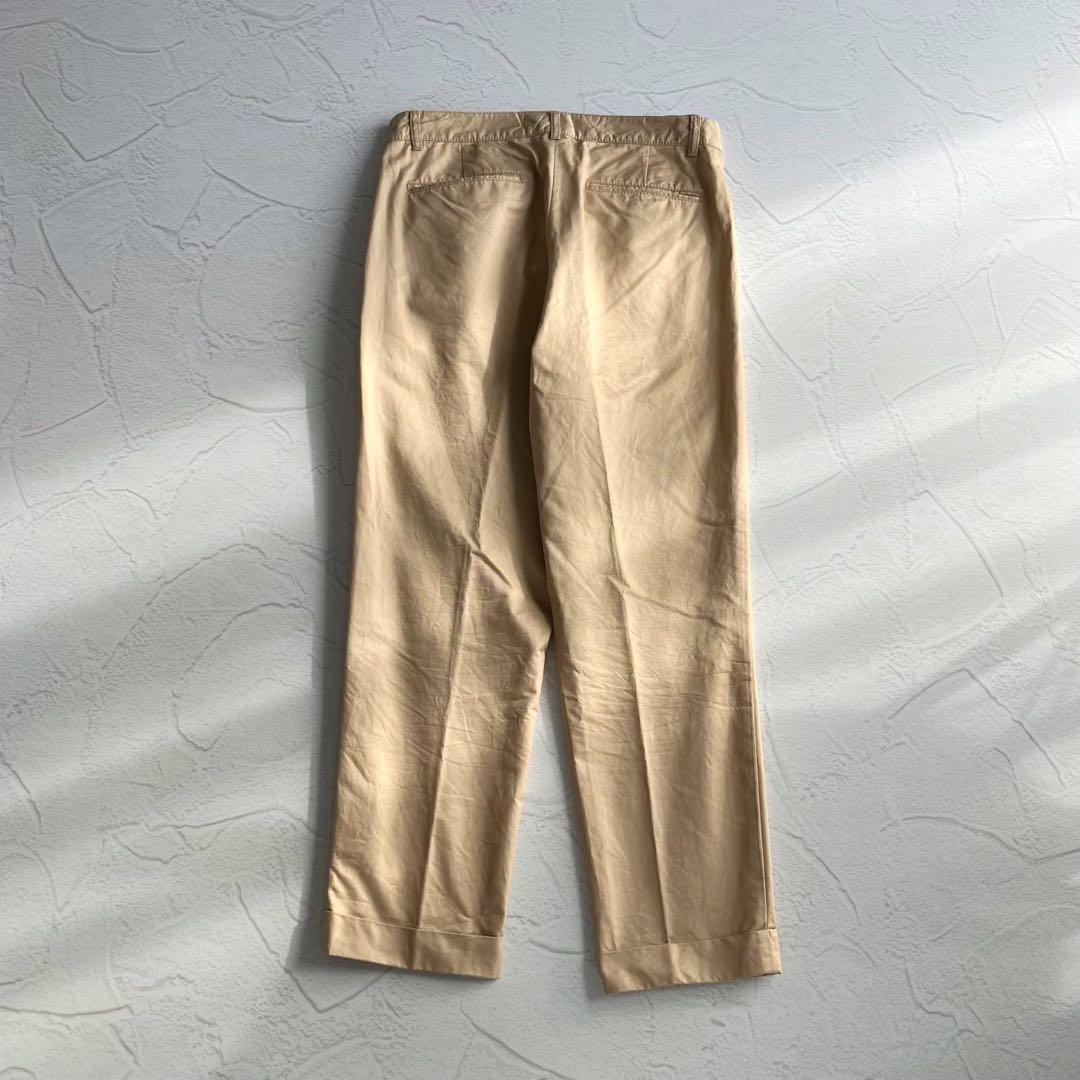 【極美品】ビームスプラス 1プリーツ チノ トラウザーズ ベージュ Lサイズ