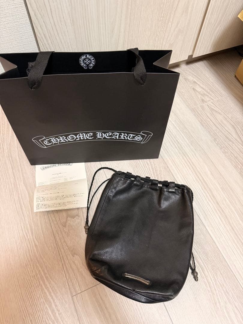 ★最安値★ クロムハーツ ドローストリングサック レザー巾着 ハンドバッグ
